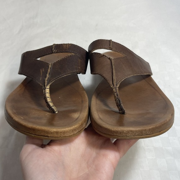 Olukai Lala Thong Sandals Brown Leather Womens 9 EU 39 - Picture 5 of 8